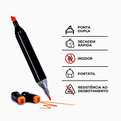 Conjunto De Canetas Marcador Permanente Ponta Dupla 48 Cores