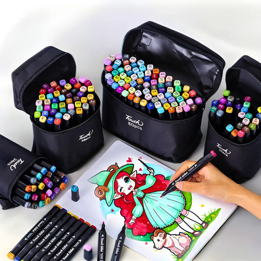 Conjunto De Canetas Marcador Permanente Ponta Dupla 48 Cores