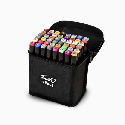 Conjunto De Canetas Marcador Permanente Ponta Dupla 48 Cores