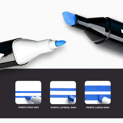 Kit Livro De Colorir Capa Dura + 24 Canetinhas - AZUL