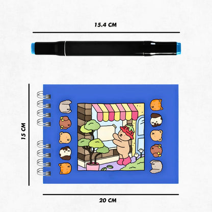 Kit Livro De Colorir Capa Dura + 24 Canetinhas - AZUL