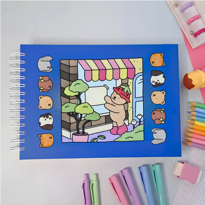 Kit Livro De Colorir Capa Dura + 24 Canetinhas - AZUL