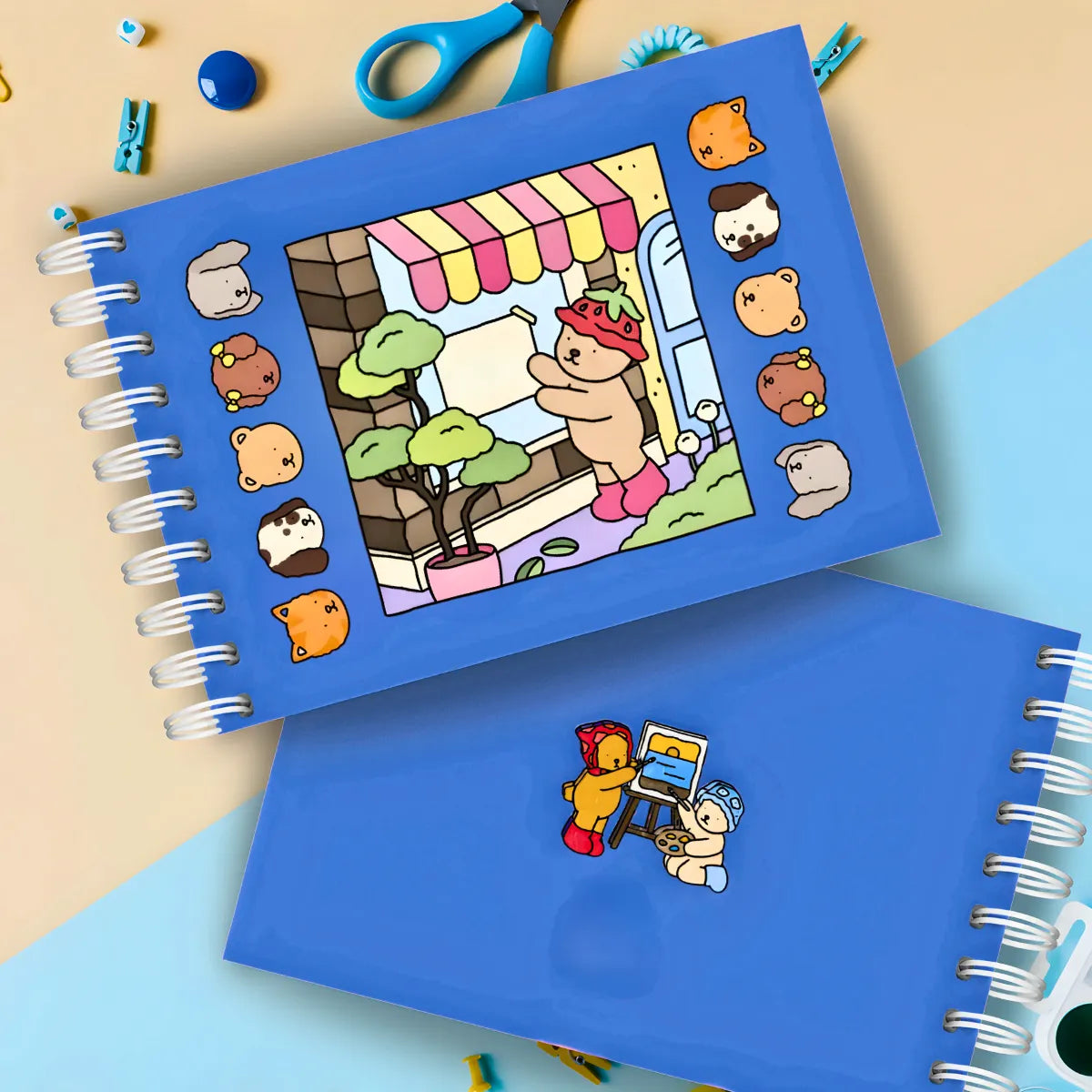 Kit Livro De Colorir Capa Dura + 24 Canetinhas - AZUL