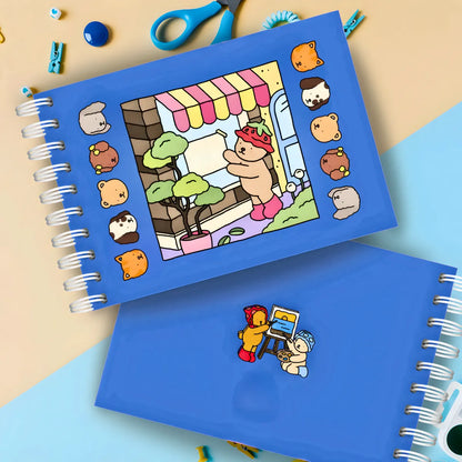 Kit Livro De Colorir Capa Dura + 24 Canetinhas - AZUL