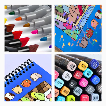 Kit Livro De Colorir Capa Dura + 24 Canetinhas - AZUL