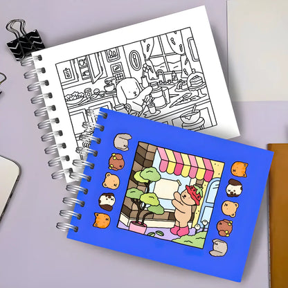 Kit Livro De Colorir Capa Dura + 24 Canetinhas - AZUL