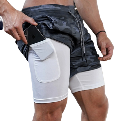 Shorts Fitness 2 Em 1 -  Tecnologia Dry-Fit Térmico de Compressão
