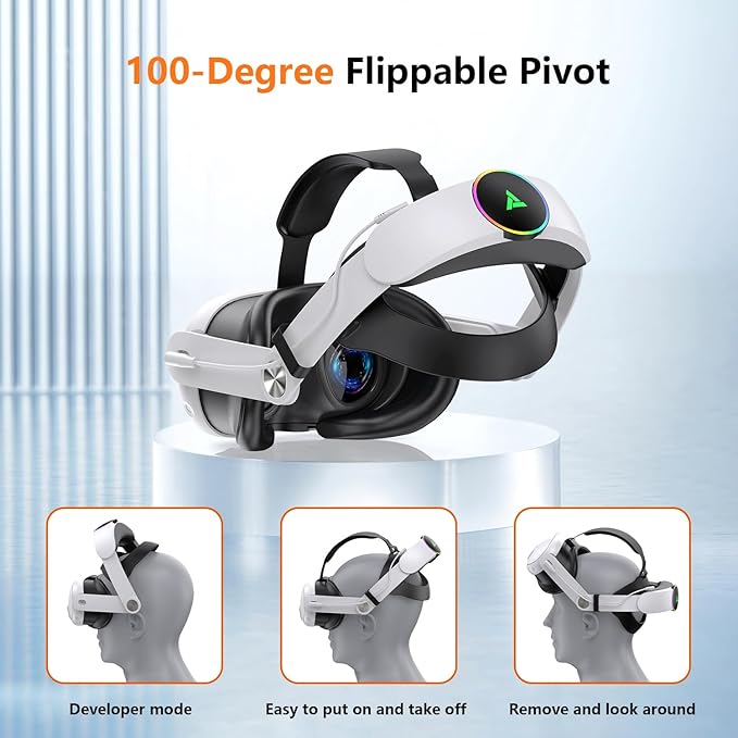 Fone de ouvido com bateria VR para Oculus/Meta Quest 3, alça de cabeça com bateria de 10.000 mAh, alça Elite recarregável que estende o tempo de reprodução de 8H e ajustável para fone de ouvido VR